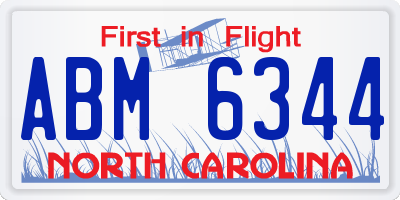 NC license plate ABM6344