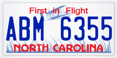 NC license plate ABM6355