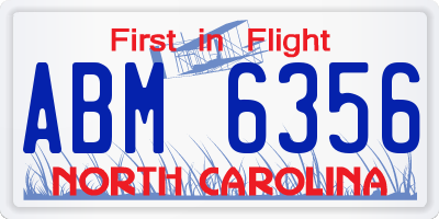 NC license plate ABM6356