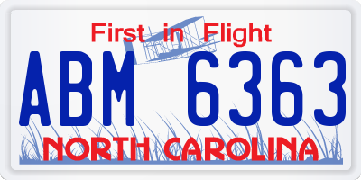 NC license plate ABM6363