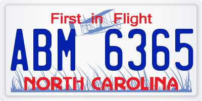 NC license plate ABM6365