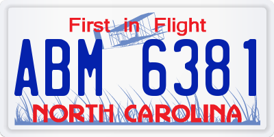 NC license plate ABM6381