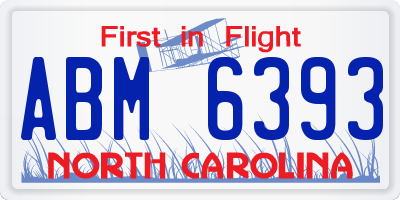 NC license plate ABM6393