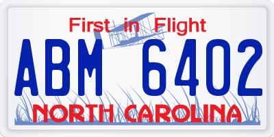NC license plate ABM6402