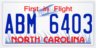 NC license plate ABM6403