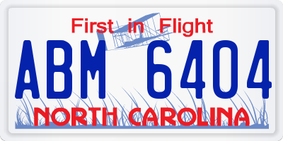 NC license plate ABM6404