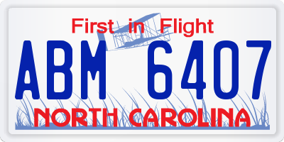 NC license plate ABM6407