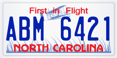 NC license plate ABM6421