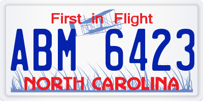 NC license plate ABM6423