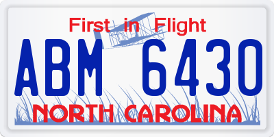 NC license plate ABM6430