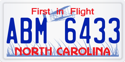NC license plate ABM6433