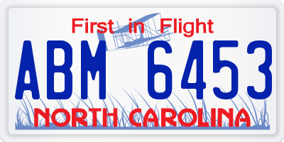 NC license plate ABM6453
