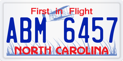 NC license plate ABM6457