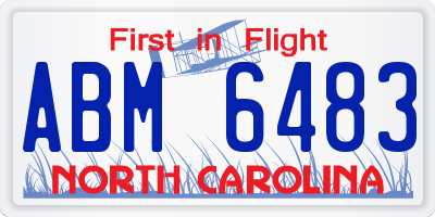 NC license plate ABM6483