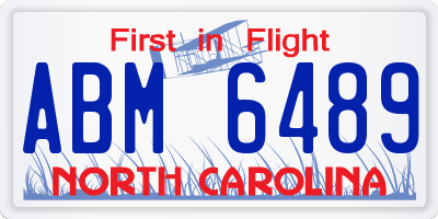 NC license plate ABM6489