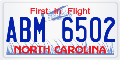 NC license plate ABM6502