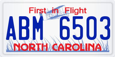 NC license plate ABM6503