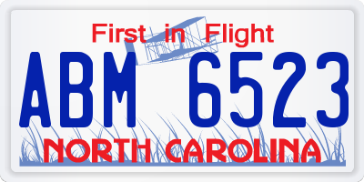 NC license plate ABM6523