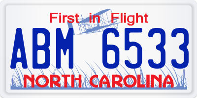 NC license plate ABM6533