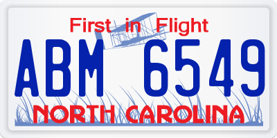 NC license plate ABM6549