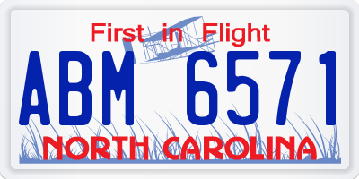 NC license plate ABM6571