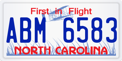 NC license plate ABM6583