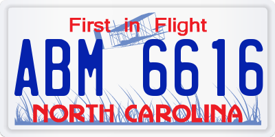 NC license plate ABM6616