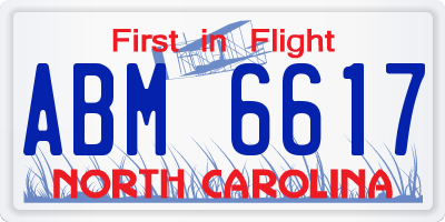 NC license plate ABM6617