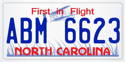 NC license plate ABM6623