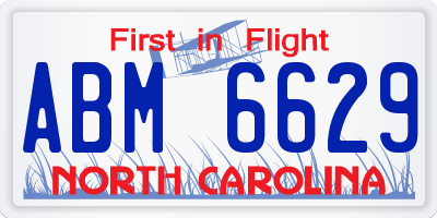 NC license plate ABM6629