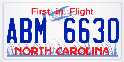 NC license plate ABM6630