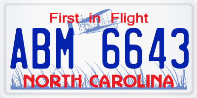 NC license plate ABM6643