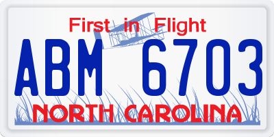 NC license plate ABM6703