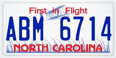 NC license plate ABM6714
