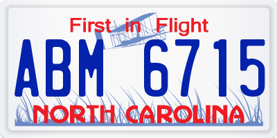 NC license plate ABM6715