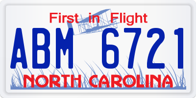 NC license plate ABM6721