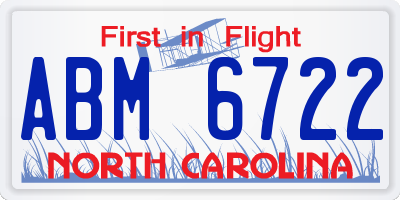 NC license plate ABM6722