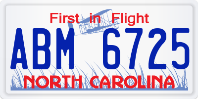 NC license plate ABM6725
