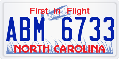 NC license plate ABM6733