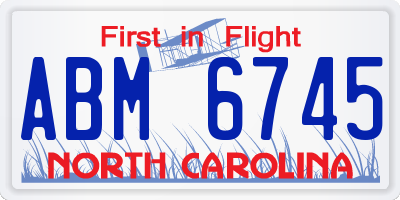 NC license plate ABM6745
