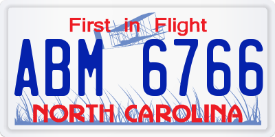 NC license plate ABM6766