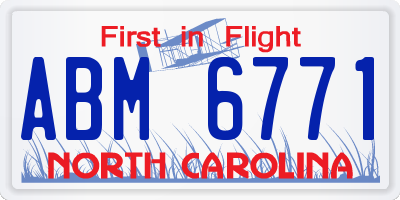 NC license plate ABM6771