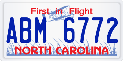 NC license plate ABM6772