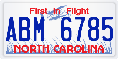 NC license plate ABM6785