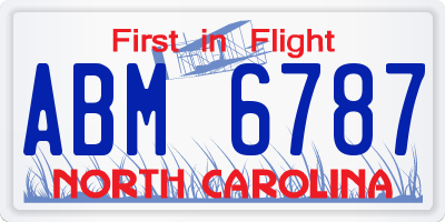 NC license plate ABM6787