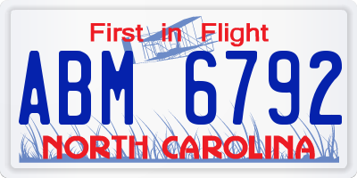 NC license plate ABM6792