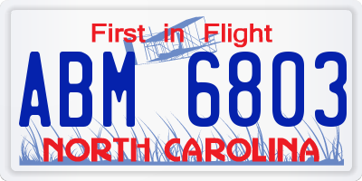 NC license plate ABM6803