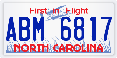 NC license plate ABM6817