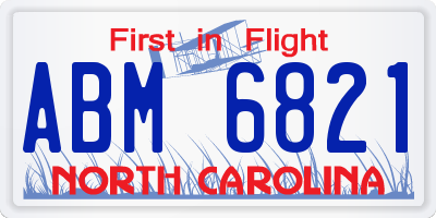 NC license plate ABM6821