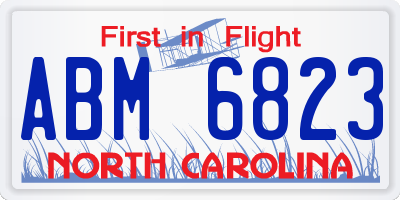 NC license plate ABM6823